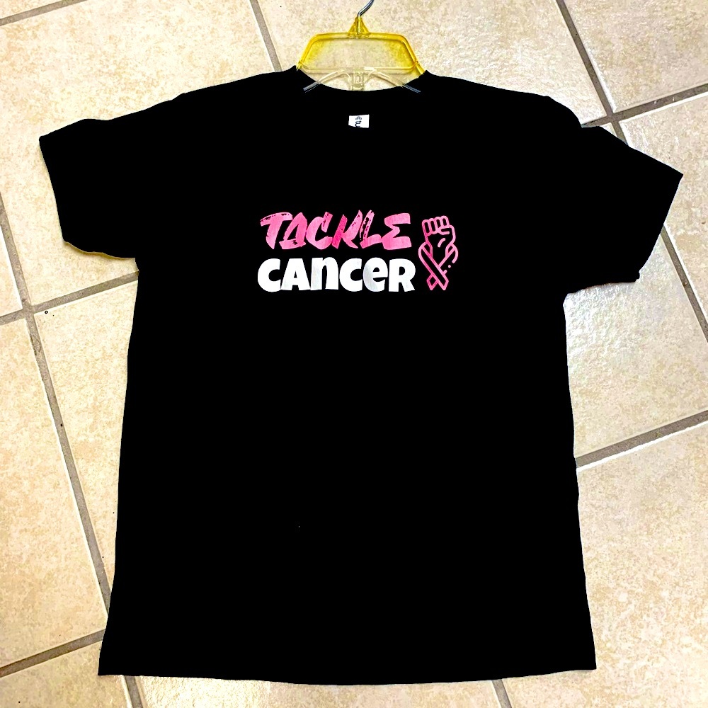 Adult XS-XL Black & Pink Tackle Cancer Graphic Cancer Awareness T-Shirt NWT